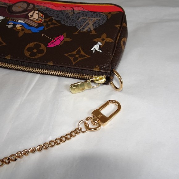 Louis Vuitton M41655 Brown Multi Color Print Coated Canvas Wristlet - Picture 9 of 12